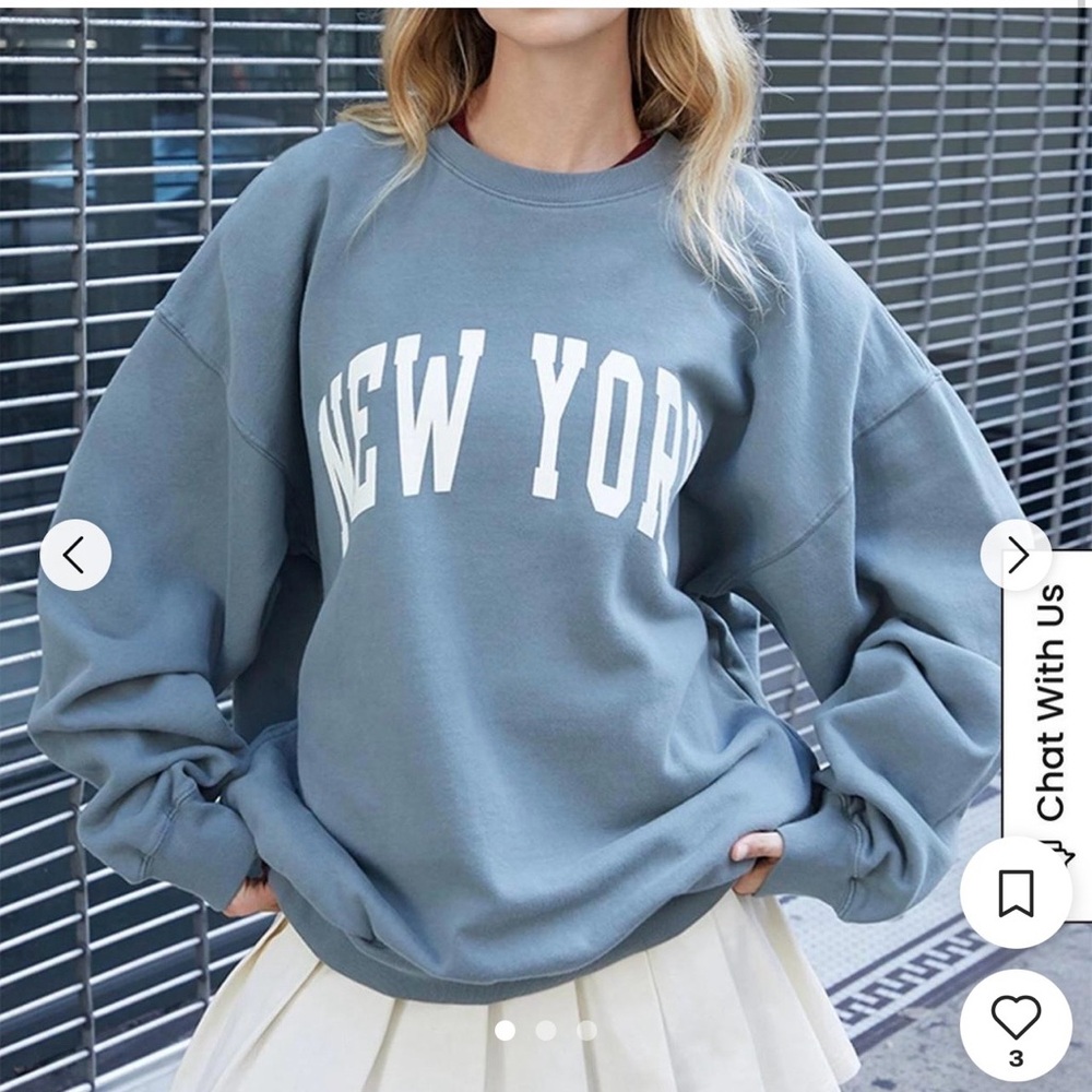 BRANDY MELVILLE New York Oversized Sweatshirt - Slate Blue